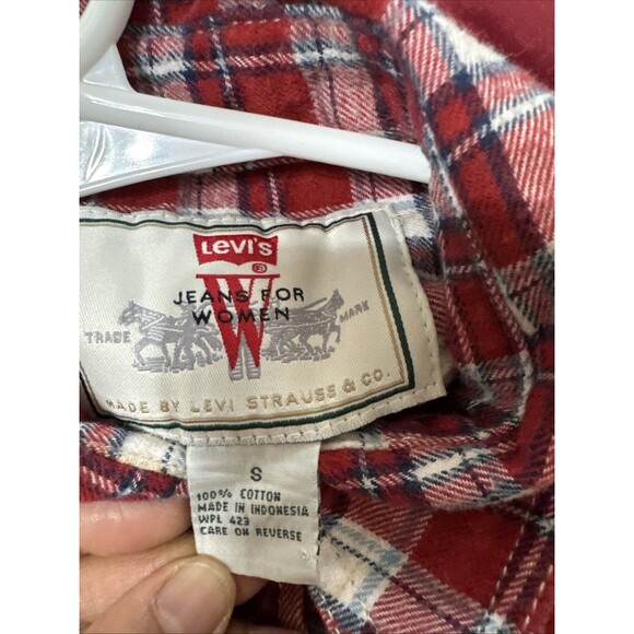 VTG Levi's Jeans For Women's Red Flannel Western Boho Big W Collection Shirt S - Picture 1 of 5